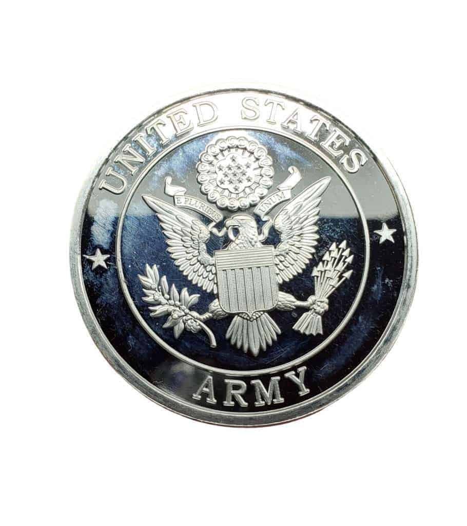 A one ounce silver Army coin
